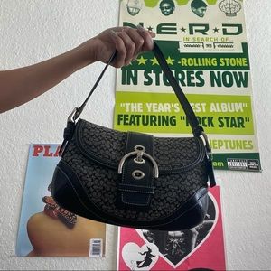 Coach black monogram logo shoulder bag